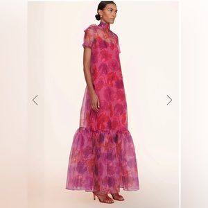 CALLUNA DRESS MAGENTA PAINTED FLORAL staud
